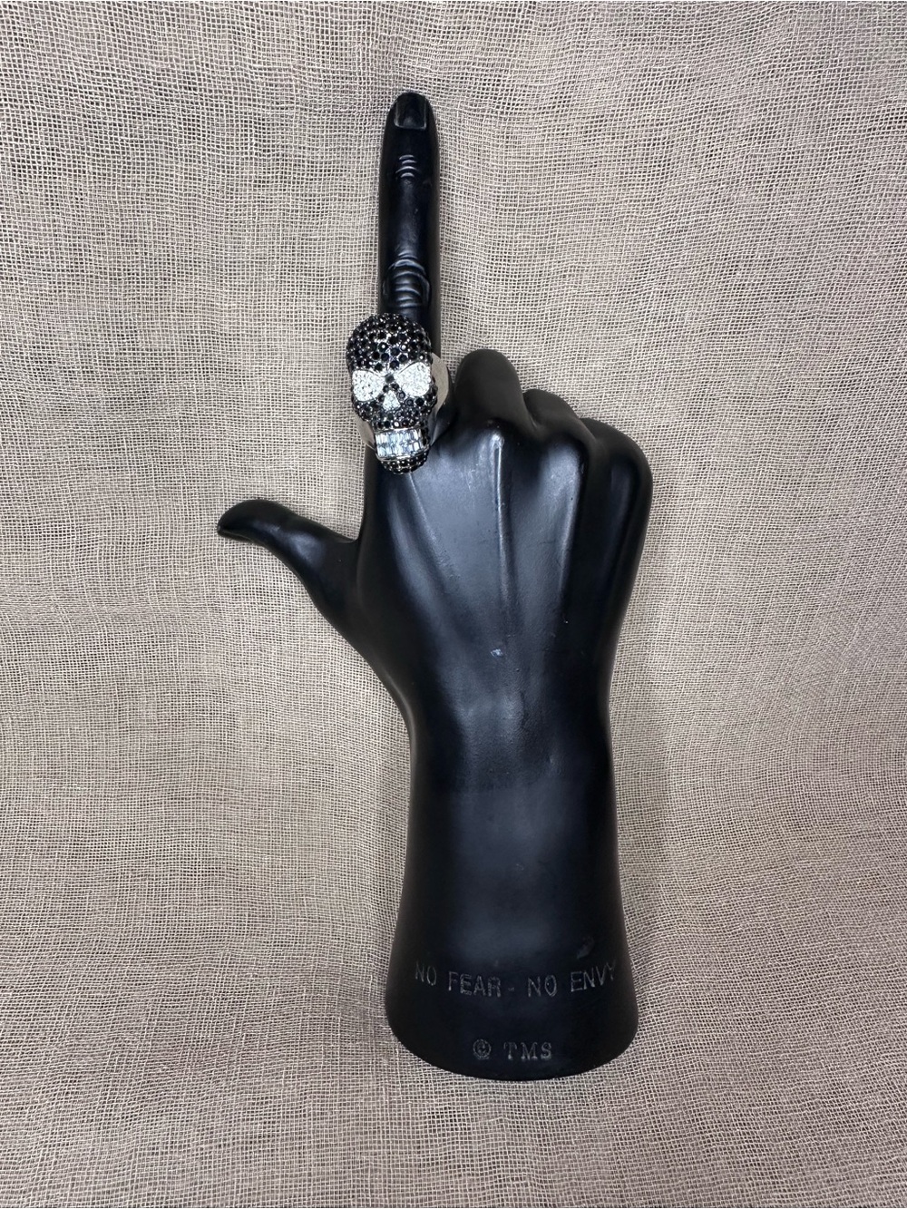 Crystal Skull Statement Ring - Black and Silver - Picture 4 of 6